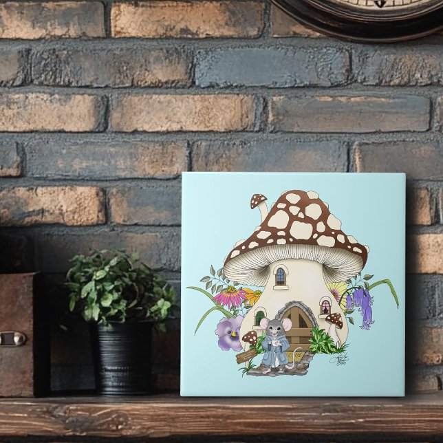 Fantasioso Rato Casa de Cogumelo Floral Azul (Criador carregado)