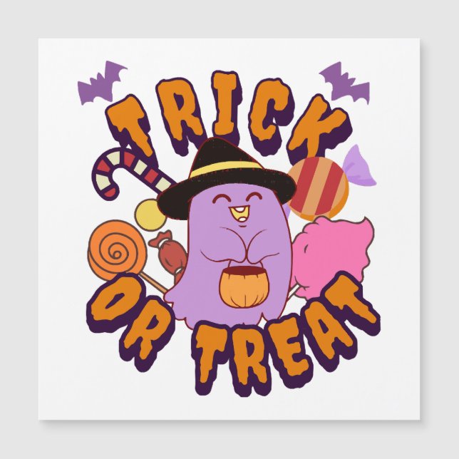 Fantasma Adorável de Halloween Presente ou Travess (Frente)