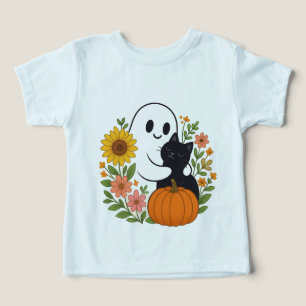 Fantasma Adorável e Gato Negro Queda Halloween