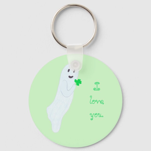 Fantasma amável, eu te amo, chaveiro shamrock (Frente)