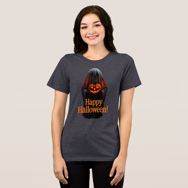 Fantasma Assustador com Abóbora – Feliz Halloween  (Frente Completa)