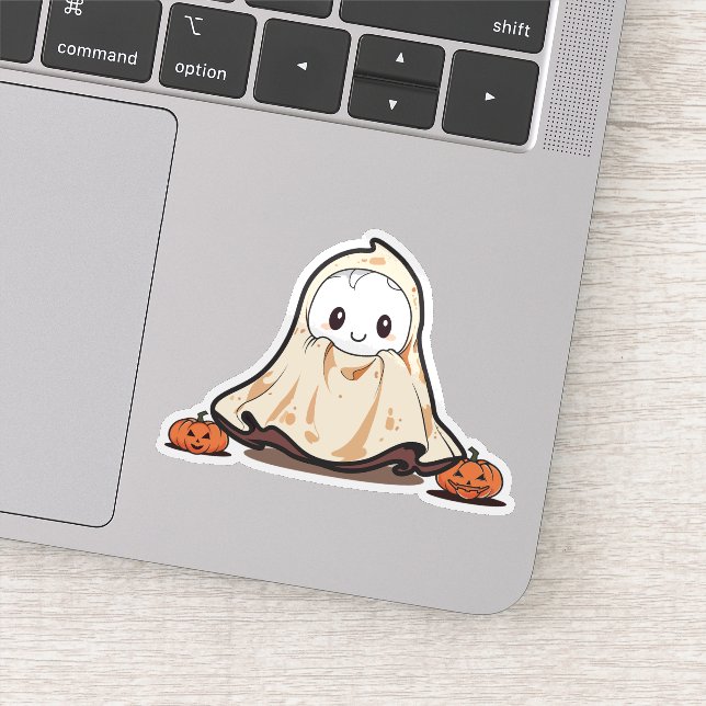 Fantasma bonito com adesivo de abóboras (Detalhe)