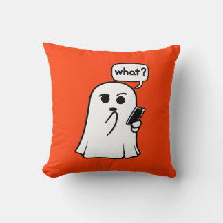 Fantasma com telefone "O quê?" Almofadas Throw