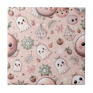 Fantasma Cor-de-Rosa e Pastel do Halloween Sem Vis