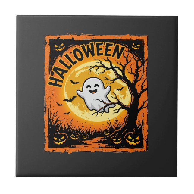 Fantasma de Halloween Abóbora Árvore Assombrada (Frente)