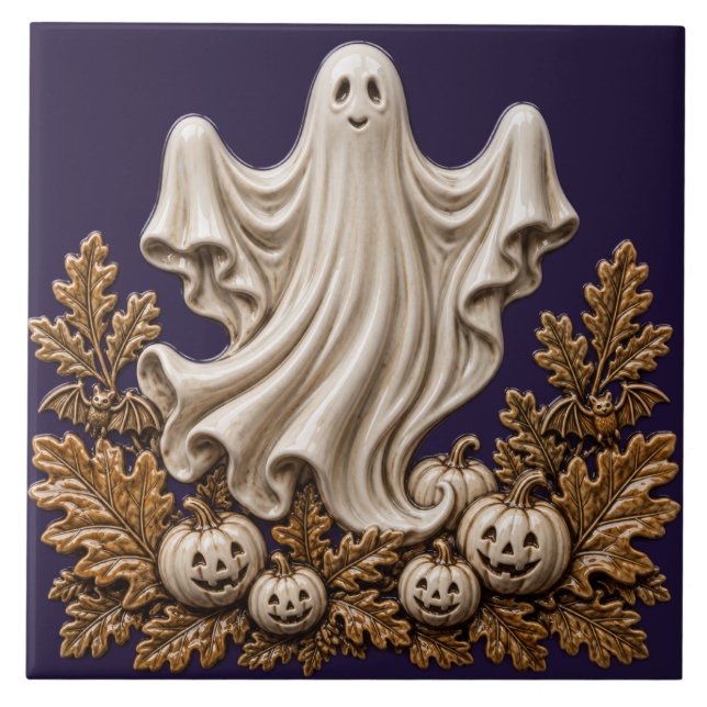 Fantasma de Halloween Fofo e Jack O Lanternas (Frente)