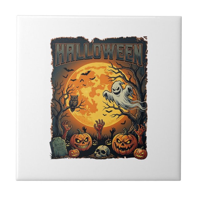 Fantasma do Halloween Lua Cheia Lanternas de Jack  (Frente)