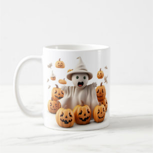 Fantasma e caneca de café