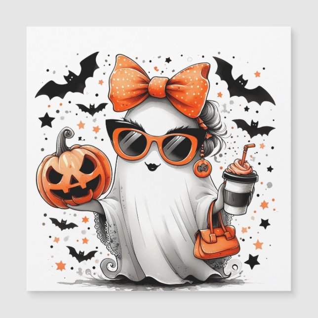 Fantasma engraçado e fofinho de Halloween (Frente)
