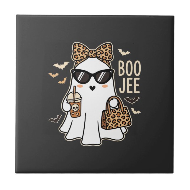 Fantasma Fofo Boo Jee Design de Leopardo de Hallow (Frente)