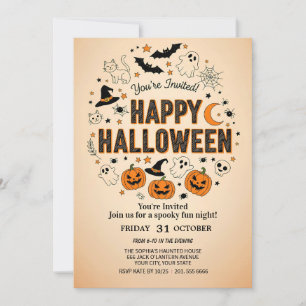 fantasma fofo e abóbora de halloween Convite
