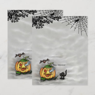 Fantasma, Gato, Bat e Pumpkin, Feliz Halloween!