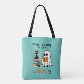 Fantasma Lendo Um Livro Tote Bag e um Amigo de Gat