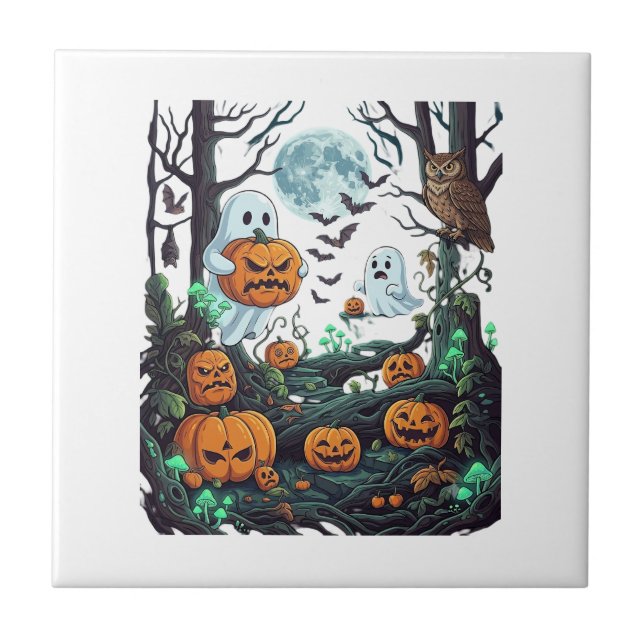 Fantasmagórico Halloween Abóboras Assustadoras Cor (Frente)