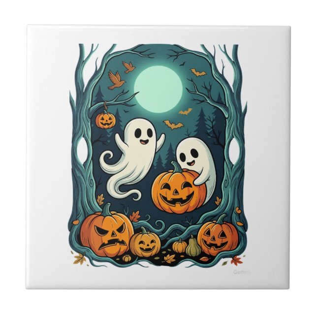 Fantasmagóricos Fantasmas de Halloween e Floresta  (Frente)