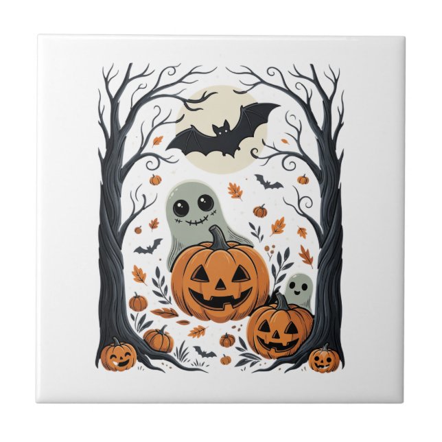 Fantasmagóricos Fantasmas de Halloween e Floresta  (Frente)