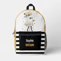 Fantasmas e Girassóis com Padrão de Stripe com Nom