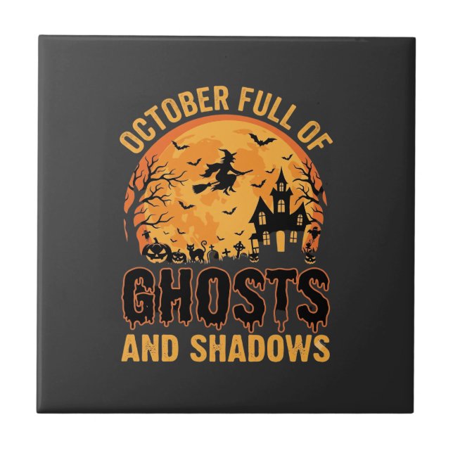 Fantasmas e Sombras Design da Lua de Halloween (Frente)