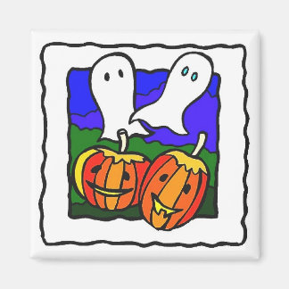"Fantasmas, Pumpkins" Imã de geladeira de Hallowee