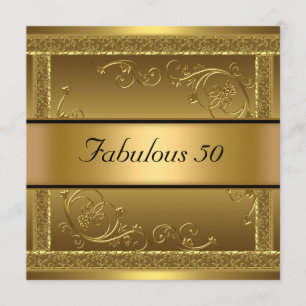 Fantástico aos 50 Aniversário Festa Convite Dourad