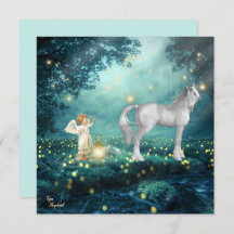 Fantasy Angel e Unicorn Flat Card