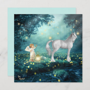 Fantasy Angel e Unicorn Flat Card