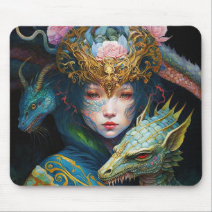 Fantasy Art Dragon Deusa Rainha Mouse Pad
