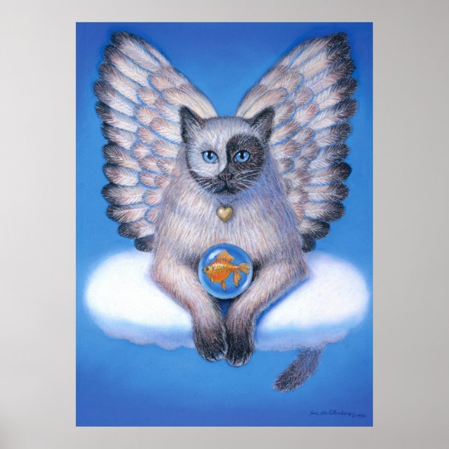 Fantasy Art Poster Yin Yang Cat Zen Buddha Angel (Frente)