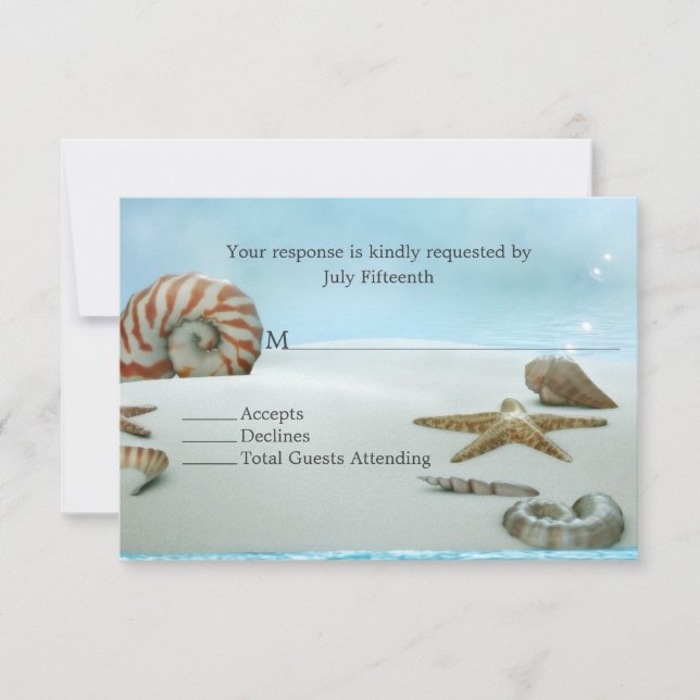 Fantasy Beach com Shells Wedls RSVP Card (Frente)