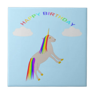 Fantasy Birthday Unicorn Rainbow and Clouds
