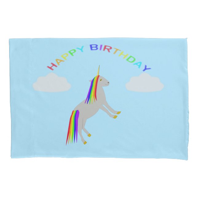 Fantasy Birthday Unicorn Rainbow and Clouds (Frente)