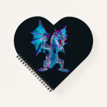 Fantasy Blue Fire Dragon Heart