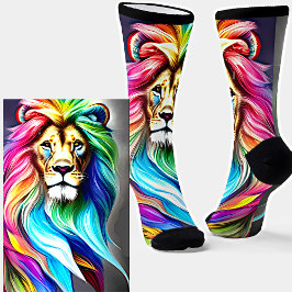 Fantasy Bright Rainbow Colors Leo Lion Mane