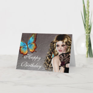 Fantasy Brunette com Cartão de Aniversário de Borb