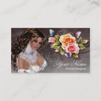 Fantasy Brunette Rosa Woman Cartão de visita