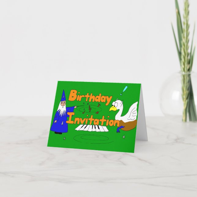 Fantasy Cartoon Birthday Convite para o bruxo (Frente)