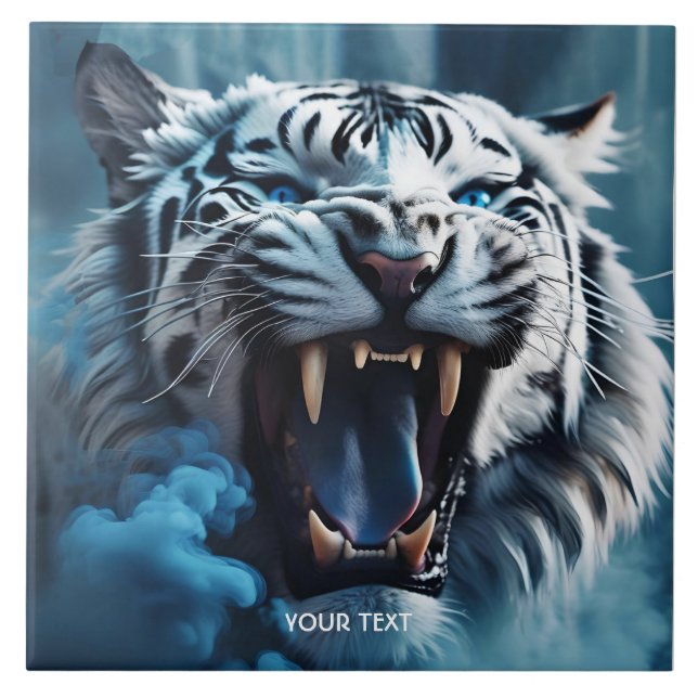 Fantasy Cute Angry White Tiger (Frente)