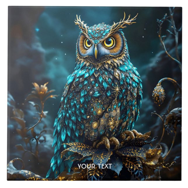 Fantasy Cute Brass Turquoise Owl (Frente)