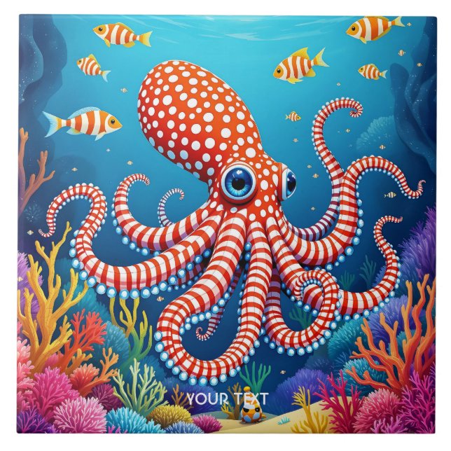 Fantasy Cute Checked Octopus Sea (Frente)
