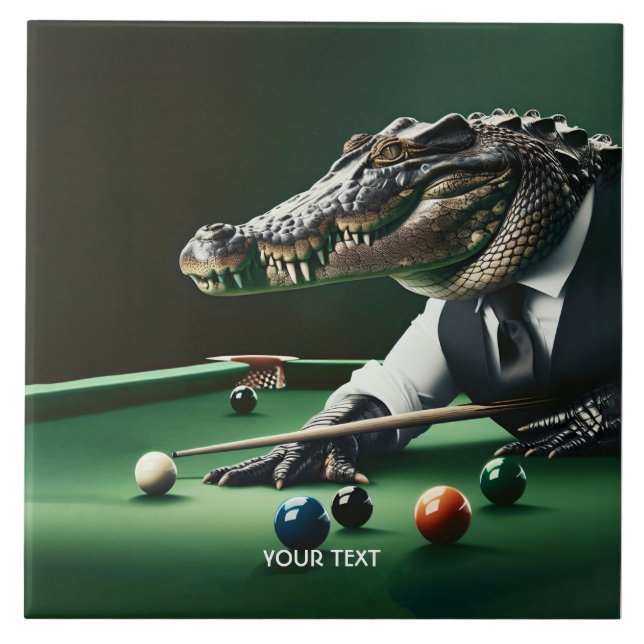 Fantasy Cute Crocodile Jogando Billiard (Frente)