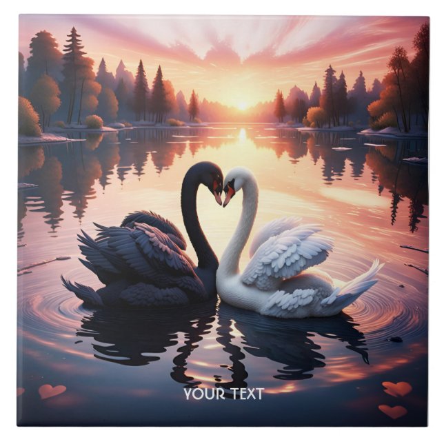 Fantasy Cute Swan Lake Sunset (Frente)