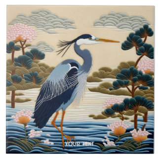 Fantasy Cute Vivid Japonês Heron Blue