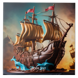 Fantasy Cute Vivid Pirate Ship Cake