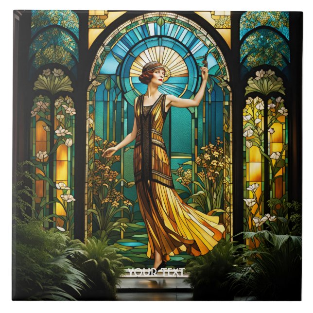 Fantasy Cute Vivid Staind Glass Mulher (Frente)