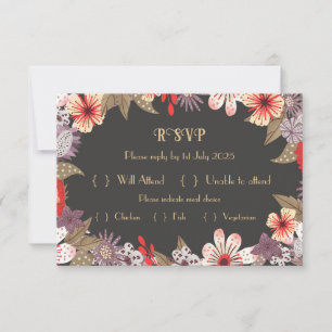 Fantasy Flower - Cartão RSVP de Casamento