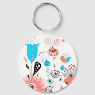 Fantasy Flowers e Birdie Button Chaveiro
