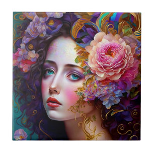 Fantasy Glam Mulher Pop Azulejo Cerâmica