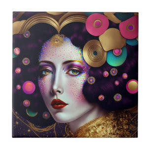 Fantasy Glam Mulher Pop Azulejo Cerâmica