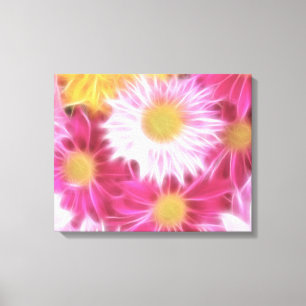 Fantasy Glassy Pink Daisies Canvas Floral