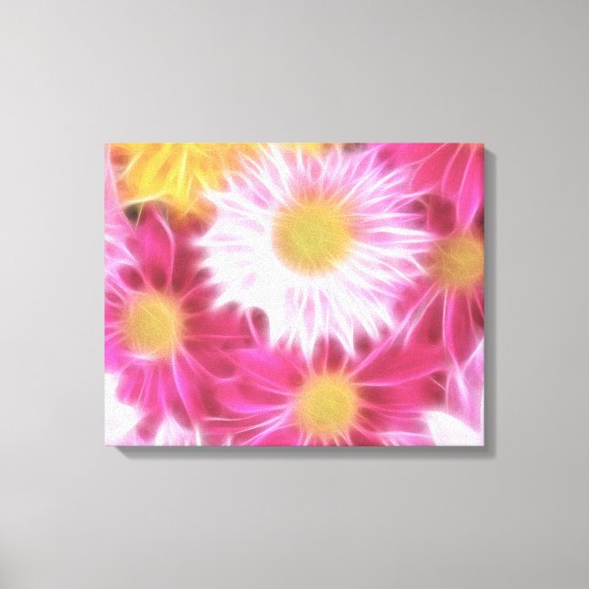 Fantasy Glassy Pink Daisies Canvas Floral (Frente)